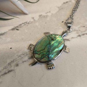Abalone Shell Turtle Pendant with 30" Chain